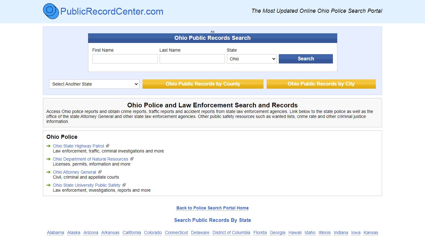 Search Ohio Police Records and Police Departments
